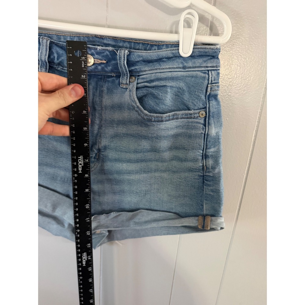 American Eagle Denim Shorts Womens 6 Blue High Waisted Rolled Cuff Stretch - Picture 4 of 7